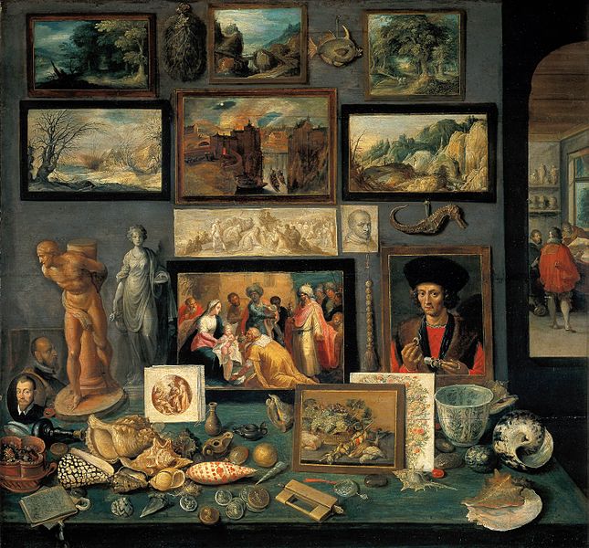A painting of a cabinet of curiosities